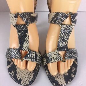 ANTONIO‎ MELANI Black and Cream Snakeskin Sandals